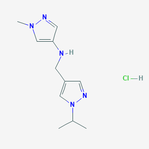 molecular formula C11H18ClN5 B12218921 N-[(1-isopropyl-1H-pyrazol-4-yl)methyl]-1-methyl-1H-pyrazol-4-amine 