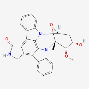 molecular formula C27H23N3O4 B1221909 (2R,3S,4S,6S)-4-hydroxy-3-methoxy-2-methyl-29-oxa-1,7,17-triazaoctacyclo[12.12.2.12,6.07,28.08,13.015,19.020,27.021,26]nonacosa-8,10,12,14,19,21,23,25,27-nonaen-16-one 