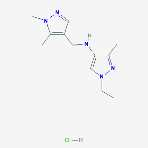 molecular formula C12H20ClN5 B12219102 N-[(1,5-dimethylpyrazol-4-yl)methyl]-1-ethyl-3-methylpyrazol-4-amine;hydrochloride 