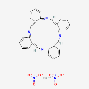 molecular formula C28H20CuN6O6 B1221956 copper;(3Z,11E,19E)-2,10,18,26-tetrazapentacyclo[26.4.0.04,9.012,17.020,25]dotriaconta-1,3,5,7,9,11,13,15,17,19,21,23,25,27,29,31-hexadecaene;dinitrate CAS No. 51890-18-7