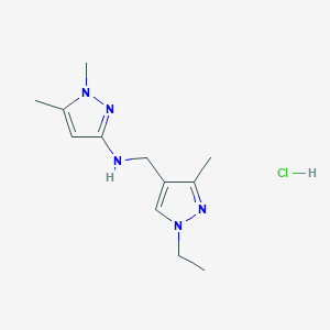molecular formula C12H20ClN5 B12219672 N-[(1-ethyl-3-methylpyrazol-4-yl)methyl]-1,5-dimethylpyrazol-3-amine;hydrochloride 