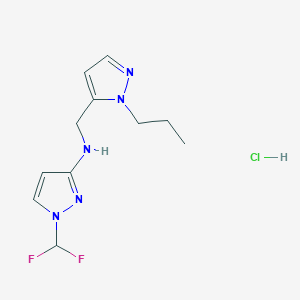 molecular formula C11H16ClF2N5 B12219712 1-(difluoromethyl)-N-[(2-propylpyrazol-3-yl)methyl]pyrazol-3-amine;hydrochloride 