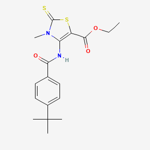 molecular formula C18H22N2O3S2 B1221978 Ethyl 4-[(4-tert-butylbenzoyl)amino]-3-methyl-2-sulfanylidene-1,3-thiazole-5-carboxylate 