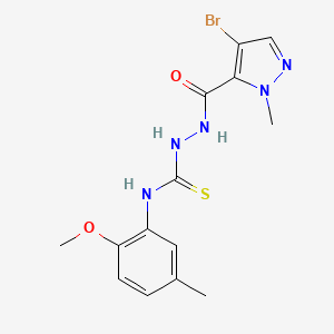 molecular formula C14H16BrN5O2S B1221980 1-[[(4-Bromo-2-methyl-3-pyrazolyl)-oxomethyl]amino]-3-(2-methoxy-5-methylphenyl)thiourea 