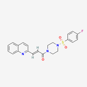 molecular formula C22H20FN3O3S B1221985 (E)-1-[4-(4-fluorophenyl)sulfonylpiperazin-1-yl]-3-quinolin-2-ylprop-2-en-1-one 