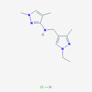 molecular formula C12H20ClN5 B12219886 N-[(1-ethyl-3-methylpyrazol-4-yl)methyl]-1,4-dimethylpyrazol-3-amine;hydrochloride 