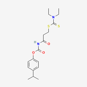 molecular formula C18H26N2O3S2 B1221995 N-[3-[[diethylamino(sulfanylidene)methyl]thio]-1-oxopropyl]carbamic acid (4-propan-2-ylphenyl) ester 