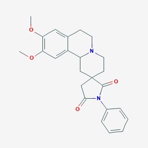 molecular formula C24H26N2O4 B012220 1,3,4,6,7,11b-Hexahydro-9,10-dimethoxy-2H-benzo(a)quinolizine-2-spiro-3'-(1'-phenyl)succinimide CAS No. 105440-26-4
