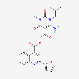 molecular formula C25H24N4O6 B1222002 2-(2-Furanyl)-4-quinolinecarboxylic acid [2-[4-amino-1-methyl-3-(2-methylpropyl)-2,6-dioxo-5-pyrimidinyl]-2-oxoethyl] ester 