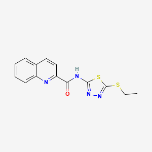 molecular formula C14H12N4OS2 B1222003 N-[5-(ethylthio)-1,3,4-thiadiazol-2-yl]-2-quinolinecarboxamide 
