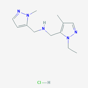 molecular formula C12H20ClN5 B12220033 1-(1-ethyl-4-methyl-1H-pyrazol-5-yl)-N-[(1-methyl-1H-pyrazol-5-yl)methyl]methanamine 
