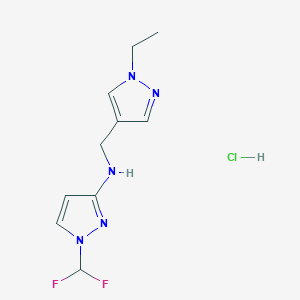 molecular formula C10H14ClF2N5 B12220042 1-(difluoromethyl)-N-[(1-ethylpyrazol-4-yl)methyl]pyrazol-3-amine;hydrochloride 