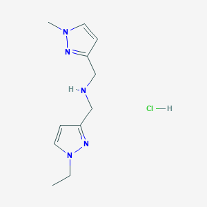 molecular formula C11H18ClN5 B12220090 1-(1-ethyl-1H-pyrazol-3-yl)-N-[(1-methyl-1H-pyrazol-3-yl)methyl]methanamine 