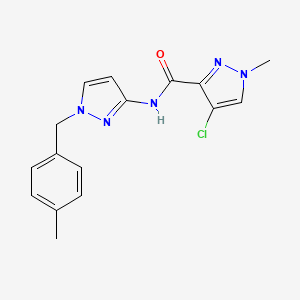 molecular formula C16H16ClN5O B1222013 4-chloro-1-methyl-N-[1-[(4-methylphenyl)methyl]-3-pyrazolyl]-3-pyrazolecarboxamide 