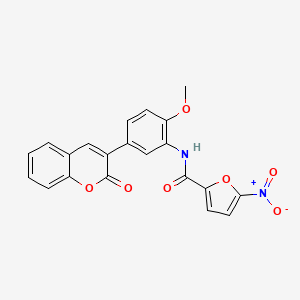 molecular formula C21H14N2O7 B1222015 N-[2-methoxy-5-(2-oxo-1-benzopyran-3-yl)phenyl]-5-nitro-2-furancarboxamide 
