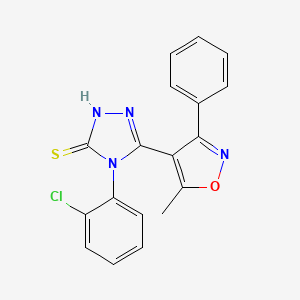 molecular formula C18H13ClN4OS B1222018 4-(2-chlorophenyl)-3-(5-methyl-3-phenyl-4-isoxazolyl)-1H-1,2,4-triazole-5-thione 