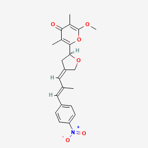 molecular formula C22H23NO6 B1222020 2-methoxy-3,5-dimethyl-6-[(2S,4Z)-4-[(E)-2-methyl-3-(4-nitrophenyl)prop-2-enylidene]oxolan-2-yl]pyran-4-one 