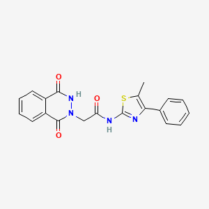molecular formula C20H16N4O3S B1222024 2-(1,4-dioxo-3H-phthalazin-2-yl)-N-(5-methyl-4-phenyl-2-thiazolyl)acetamide 