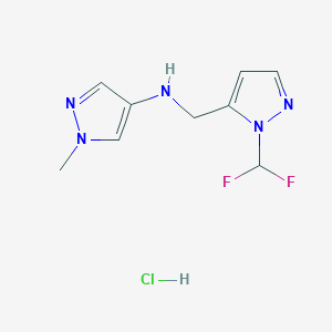 molecular formula C9H12ClF2N5 B12220401 N-[[2-(difluoromethyl)pyrazol-3-yl]methyl]-1-methylpyrazol-4-amine;hydrochloride 