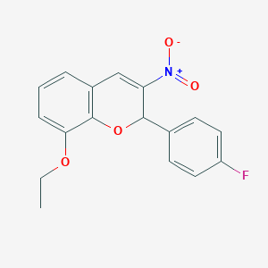 molecular formula C17H14FNO4 B122206 8-ethoxy-2-(4-fluorophenyl)-3-nitro-2H-chromene CAS No. 883046-50-2