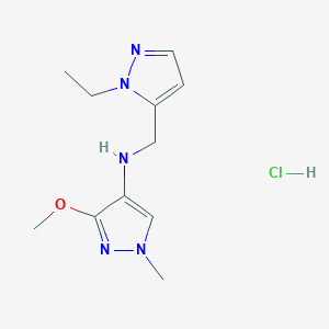 molecular formula C11H18ClN5O B12220649 N-[(2-ethylpyrazol-3-yl)methyl]-3-methoxy-1-methylpyrazol-4-amine;hydrochloride 