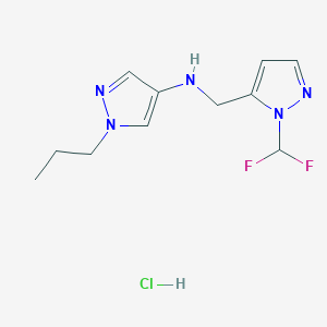 molecular formula C11H16ClF2N5 B12220721 N-[[2-(difluoromethyl)pyrazol-3-yl]methyl]-1-propylpyrazol-4-amine;hydrochloride 