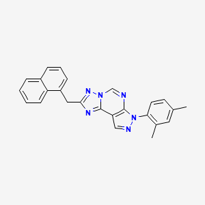 molecular formula C25H20N6 B12220896 3-(2,4-Dimethylphenyl)-8-(naphthylmethyl)-6-hydropyrazolo[5,4-d]1,2,4-triazolo [1,5-e]pyrimidine 