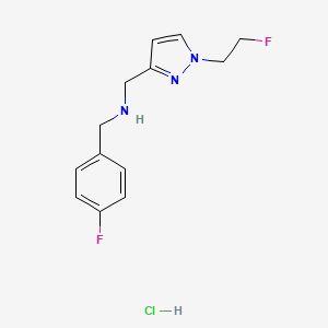 molecular formula C13H16ClF2N3 B12220951 (4-fluorobenzyl){[1-(2-fluoroethyl)-1H-pyrazol-3-yl]methyl}amine 
