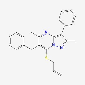 molecular formula C24H23N3S B12220987 6-Benzyl-2,5-dimethyl-3-phenyl-7-(prop-2-en-1-ylsulfanyl)pyrazolo[1,5-a]pyrimidine 