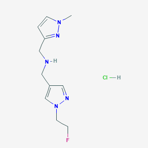 molecular formula C11H17ClFN5 B12221010 1-[1-(2-fluoroethyl)-1H-pyrazol-4-yl]-N-[(1-methyl-1H-pyrazol-3-yl)methyl]methanamine 