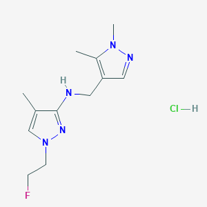 molecular formula C12H19ClFN5 B12221068 N-[(1,5-dimethylpyrazol-4-yl)methyl]-1-(2-fluoroethyl)-4-methylpyrazol-3-amine;hydrochloride 