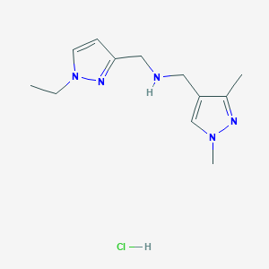 molecular formula C12H20ClN5 B12221122 1-(1,3-dimethyl-1H-pyrazol-4-yl)-N-[(1-ethyl-1H-pyrazol-3-yl)methyl]methanamine 