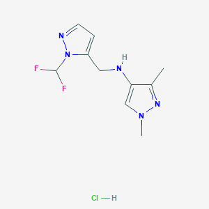 molecular formula C10H14ClF2N5 B12221349 N-[[2-(difluoromethyl)pyrazol-3-yl]methyl]-1,3-dimethylpyrazol-4-amine;hydrochloride 