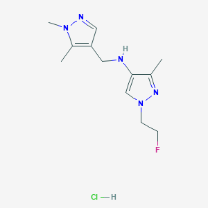 molecular formula C12H19ClFN5 B12221480 N-[(1,5-dimethylpyrazol-4-yl)methyl]-1-(2-fluoroethyl)-3-methylpyrazol-4-amine;hydrochloride 