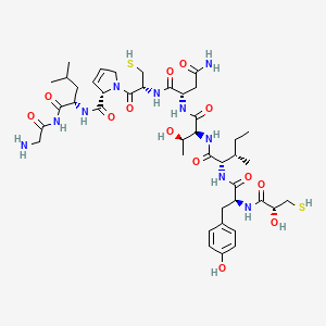 molecular formula C42H64N10O13S2 B1222151 (2S)-N-[(2R)-1-[(2S)-2-[[(2S)-1-[(2-aminoacetyl)amino]-4-methyl-1-oxopentan-2-yl]carbamoyl]-2,5-dihydropyrrol-1-yl]-1-oxo-3-sulfanylpropan-2-yl]-2-[[(2S,3R)-3-hydroxy-2-[[(2S,3S)-2-[[(2S)-3-(4-hydroxyphenyl)-2-[[(2R)-2-hydroxy-3-sulfanylpropanoyl]amino]pr CAS No. 58418-35-2