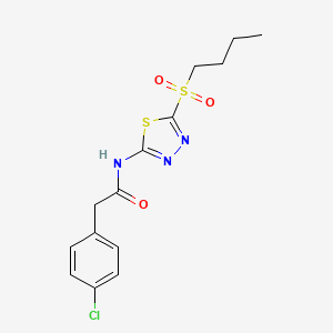 molecular formula C14H16ClN3O3S2 B12221542 N-[5-(butylsulfonyl)-1,3,4-thiadiazol-2-yl]-2-(4-chlorophenyl)acetamide 