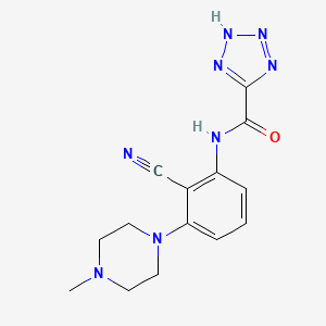 molecular formula C14H16N8O B1222158 N-(3-(4-Methylpiperazin-1-yl)-2-cyanophenyl)-1H-tetrazole-5-carboxamide CAS No. 77245-43-3