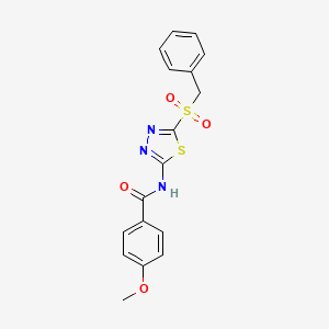 molecular formula C17H15N3O4S2 B12221635 N-[5-(benzylsulfonyl)-1,3,4-thiadiazol-2-yl]-4-methoxybenzamide 
