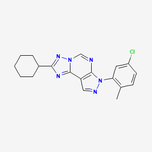 molecular formula C19H19ClN6 B12221645 3-(5-Chloro-2-methylphenyl)-8-cyclohexyl-6-hydropyrazolo[5,4-d]1,2,4-triazolo[1,5-e]pyrimidine 