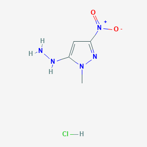 molecular formula C4H8ClN5O2 B12221649 5-hydrazino-1-methyl-3-nitro-1H-pyrazole 