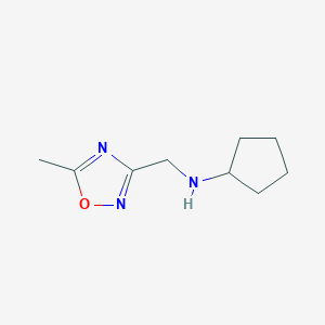 molecular formula C9H15N3O B12221674 N-[(5-methyl-1,2,4-oxadiazol-3-yl)methyl]cyclopentanamine 