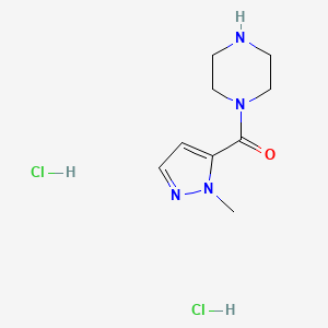 molecular formula C9H16Cl2N4O B12221714 1-[(1-Methyl-1H-pyrazol-5-YL)carbonyl]piperazine 