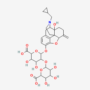 molecular formula C33H41NO15 B1222184 17-(Cyclopropylmethyl)-14-hydroxy-6-methylidene-4,5-epoxymorphinan-3-yl 2-o-hexopyranuronosylhexopyranosiduronic acid 