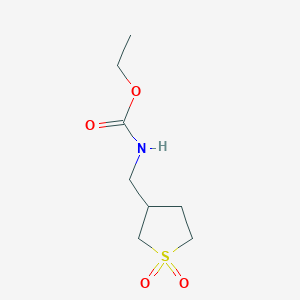 molecular formula C8H15NO4S B12221937 Carbamic acid, (tetrahydro-3-thenyl)-, ethyl ester, S,S-dioxide CAS No. 28800-42-2