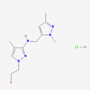 molecular formula C12H19ClFN5 B12221984 N-[(2,5-dimethylpyrazol-3-yl)methyl]-1-(2-fluoroethyl)-4-methylpyrazol-3-amine;hydrochloride 
