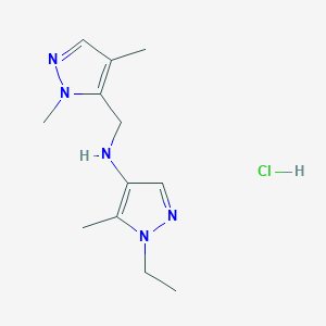 molecular formula C12H20ClN5 B12222000 N-[(2,4-dimethylpyrazol-3-yl)methyl]-1-ethyl-5-methylpyrazol-4-amine;hydrochloride 