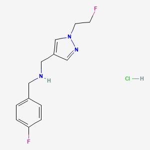 molecular formula C13H16ClF2N3 B12222158 (4-fluorobenzyl){[1-(2-fluoroethyl)-1H-pyrazol-4-yl]methyl}amine 