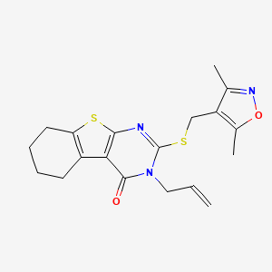 molecular formula C19H21N3O2S2 B1222231 2-[(3,5-Dimethyl-4-isoxazolyl)methylthio]-3-prop-2-enyl-5,6,7,8-tetrahydro-[1]benzothiolo[2,3-d]pyrimidin-4-one 