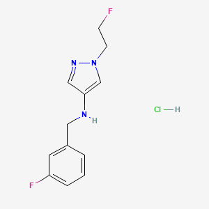 molecular formula C12H14ClF2N3 B12222364 1-(2-fluoroethyl)-N-[(3-fluorophenyl)methyl]pyrazol-4-amine;hydrochloride 