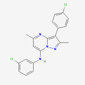 molecular formula C20H16Cl2N4 B12222491 N-(3-chlorophenyl)-3-(4-chlorophenyl)-2,5-dimethylpyrazolo[1,5-a]pyrimidin-7-amine 